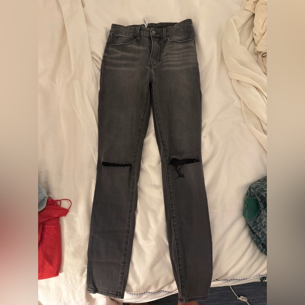 Good American Distressed Gray Skinny Jeans
